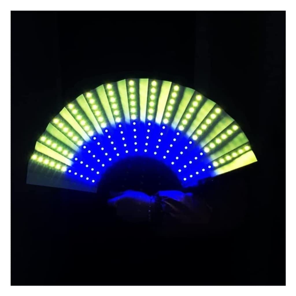 Ventaglio Pieghevole LED 13 Pollici - Con Luci Glow In The Dark, Per Feste, Dance, Accessorio Serale