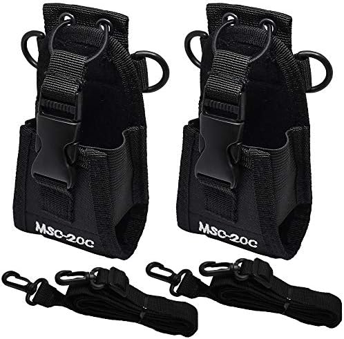 DECARETA Radio Holder,Walkie Talkie Holder,2 Pack Pouch Case Holder,Nylon Belt Case Bag with 2 Adjustable Shoulder Strap,Two Way Radio Holder Holster Case for Police,Fireman,Security Officer(Black)