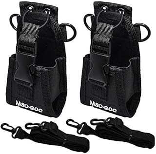 DECARETA Radio Holder,Walkie Talkie Holder,2 Pack Pouch Case Holder,Nylon Belt Case Bag with 2 Adjustable Shoulder Strap,Two Way Radio Holder Holster Case for Police,Fireman,Security Officer(Black)