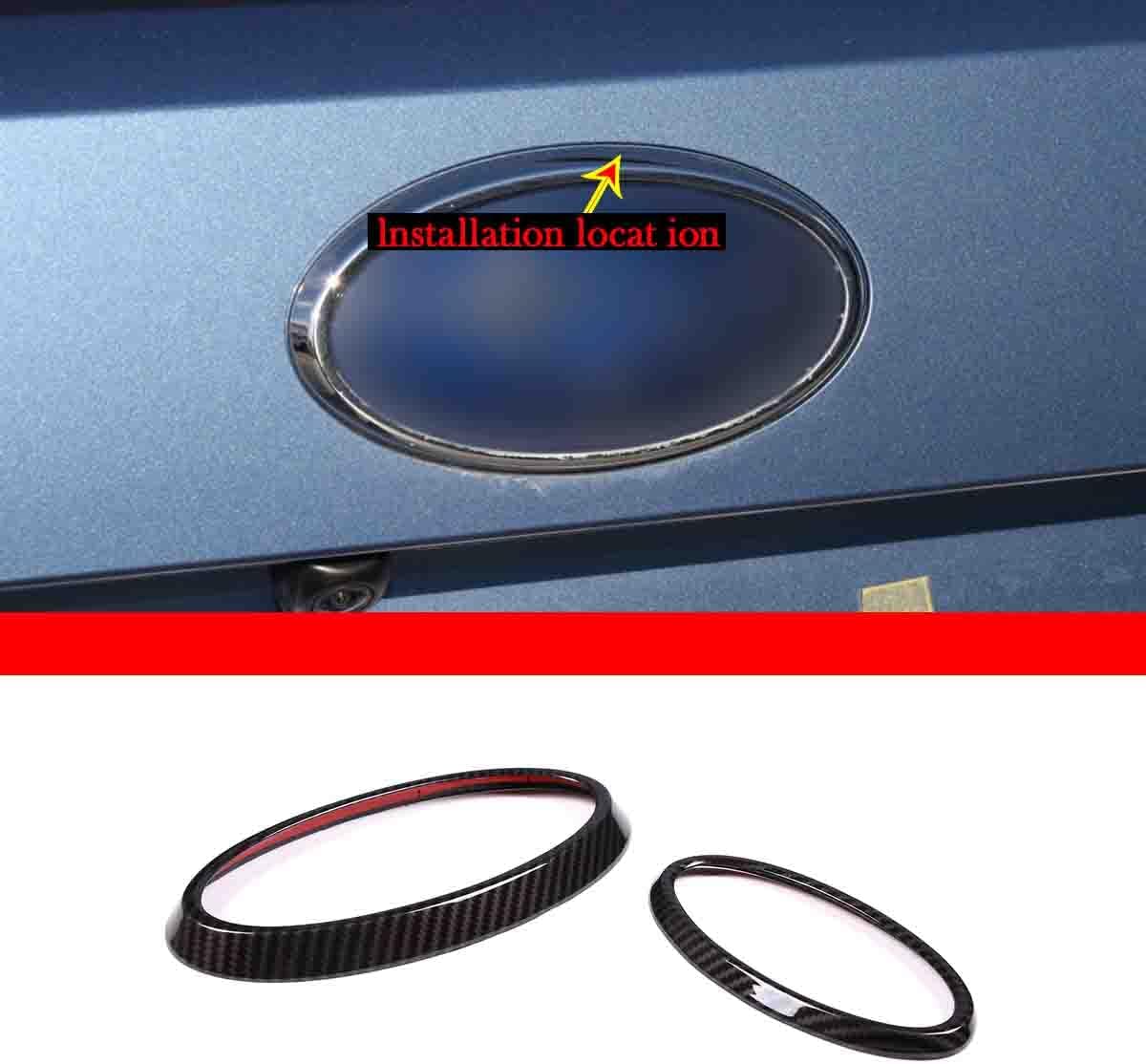 Front Rear Car Logo Ring Cover Trim Compatible with Subaru Forester 2022 ABS 2PCS Hood Emblems Trim Ring Cover Accessories (Front Rear Ring Cover 2PCS-ABS Carbon)