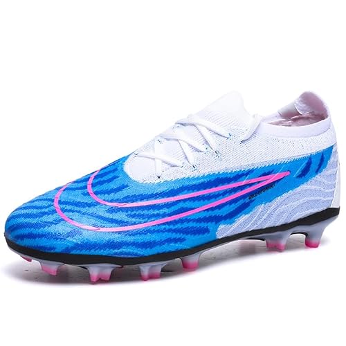 Chuteiras masculinas de futebol FG com sola para interior e exterior (azul, Adulto, 40, Numérico, BR