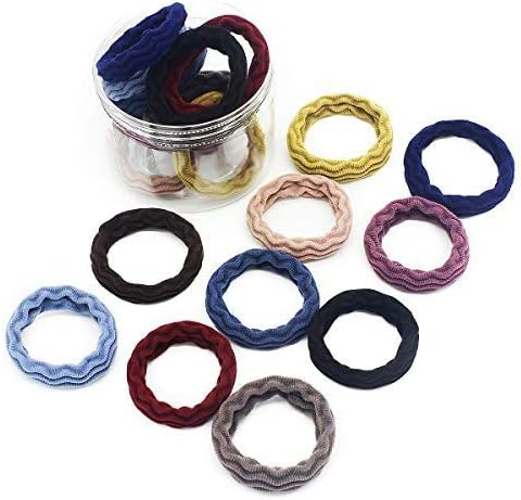 Nicheo 20 Pcs 10 Color Thickened Seamless Cotton Hair Ties Elastics Bands, No Crease Elastic Scrunchies Ponytail Holder for Women or Girls Hair Accessories (Wavy)