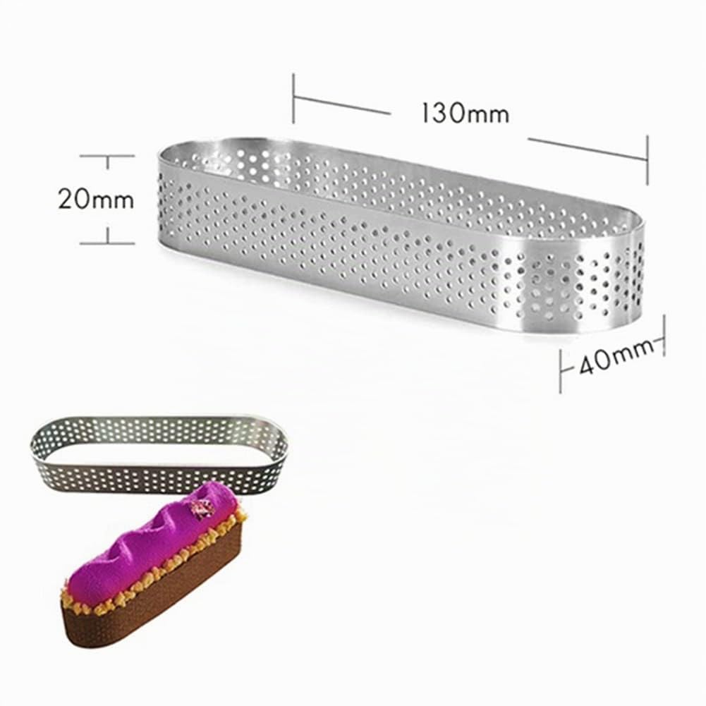 Stampi per tartellette ovali da 15 pezzi, tortiere forate per cottura al forno, acciaio inossidabile, a forma rotonda per torte, mousse, crostate, quiche