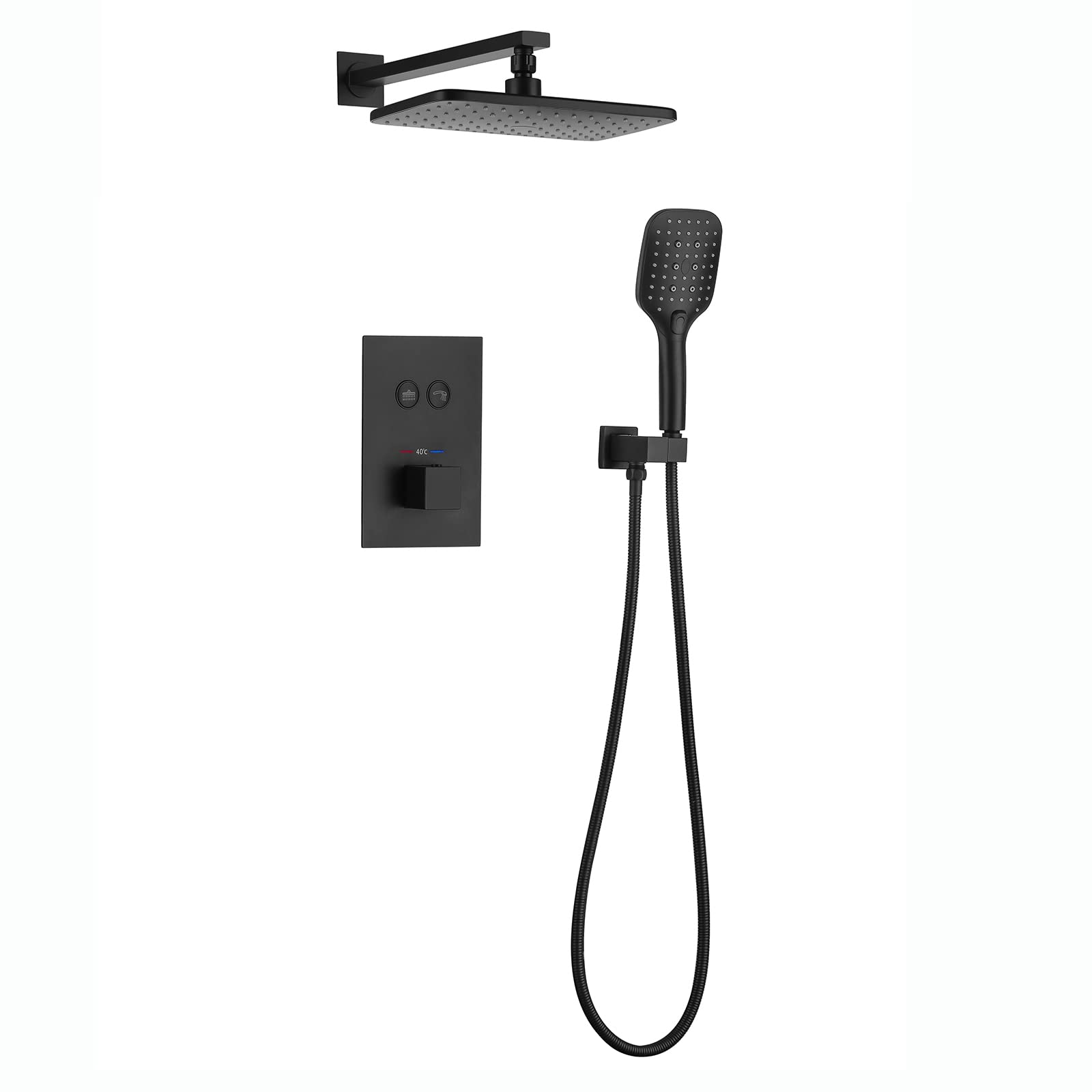 Système de douche effet pluie et pommeau noir pour un spa à la maison