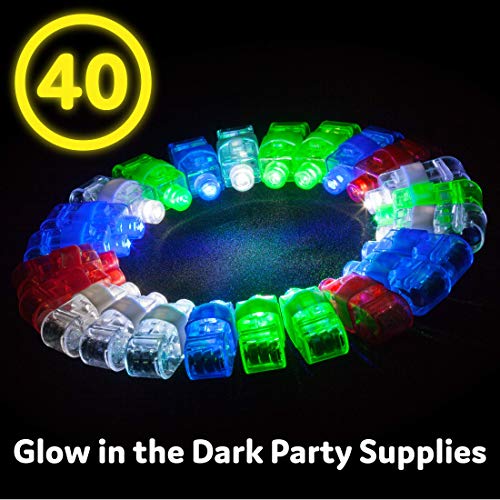 PartySticks Light Up Rings LED Finger Lights - 40pk Flashing Glow Rings, Wearable Party Favors and Party Supplies for Kids and Adults