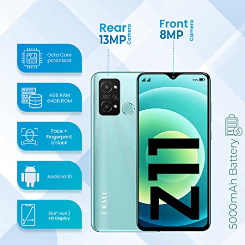 Image of IKALL Z11 4G Smartphone with 6.53 Inch HD+ Display (4GB RAM, Android 10.0) (Cyan)