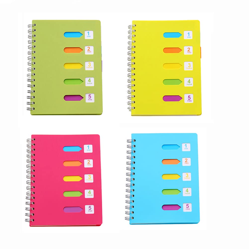 SagaSave Cuaderno espiral A5, Bloc de notas de tapa dura Forrado 120 páginas Cuaderno cuadriculado punteado, Cuaderno estético de diario encuadernado con alambre (4 colores)