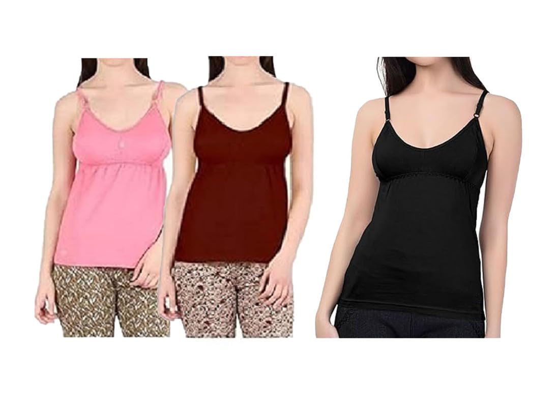 women's cotton adjustable strap bra camisole pack of 3