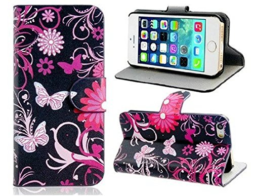 iphone 4 Case,iphone 4S Case, Welity Packing Butterfly Card Slot Wallet Leather Cover Case for Apple iPhone 4/4S/4G and one gift