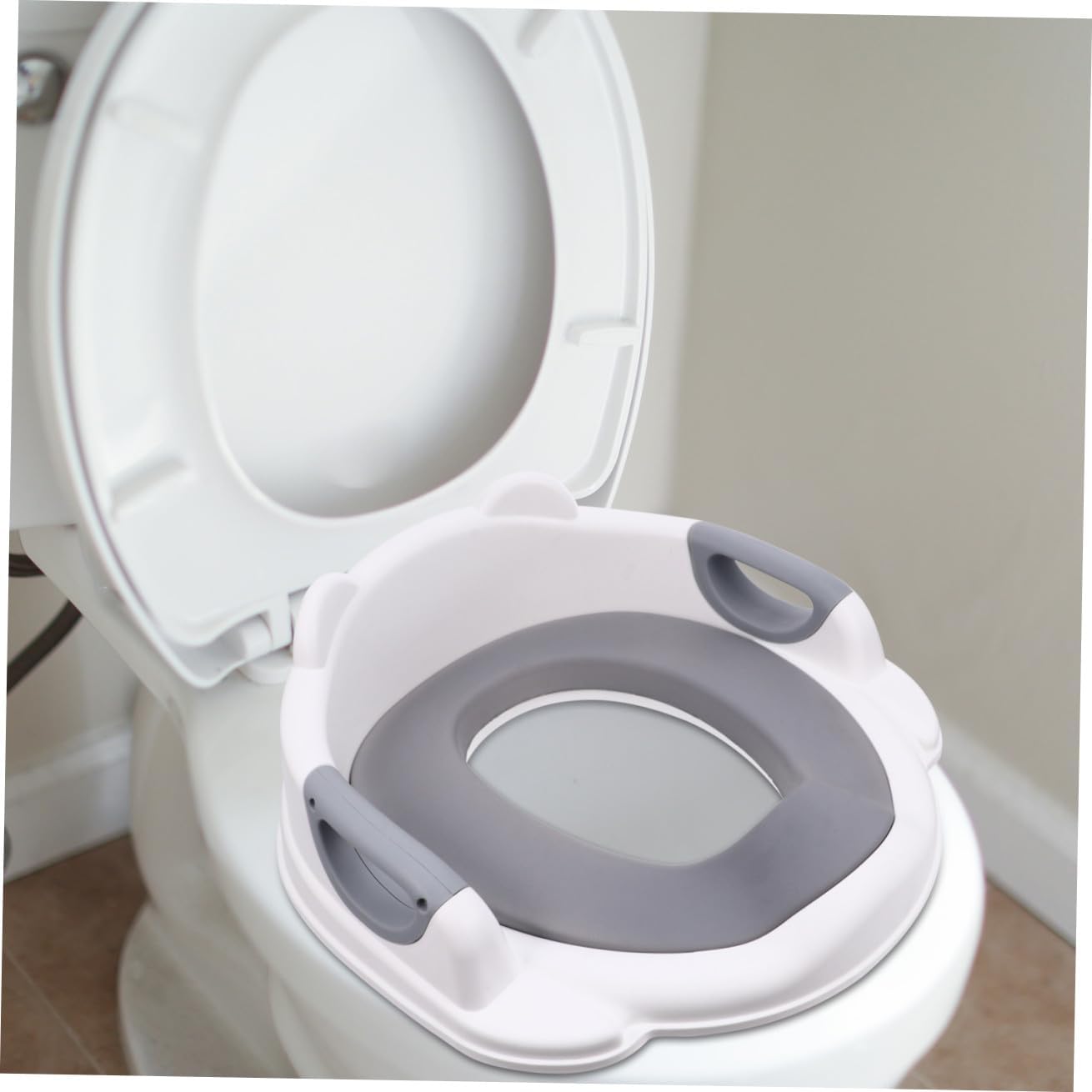 HANABASS 1pc Practical Toilet Seat Slip Grip Pu Cushion for Toddlers Easy to Install Potty Training Ring for Boys and Girls Home Use Grey