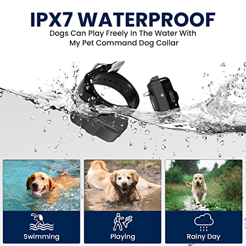 My Pet Command 1.25 Mile (6600 Ft) Long Range Dog Training Collar Safe Shock Collar with Remote Shock,Vibrate,Tone and Flashing Beacon Lights Waterproof Rechargeable Dog Hunting add Up to 3 Collars