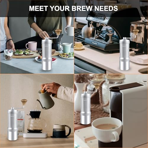 NewlukPro M7 Manual Coffee Grinder, Capacity 35g, Seven Segment Burr Sharpening, 48 External Grind Settings, for Manual Coffee Mill Poured Over French Espresso