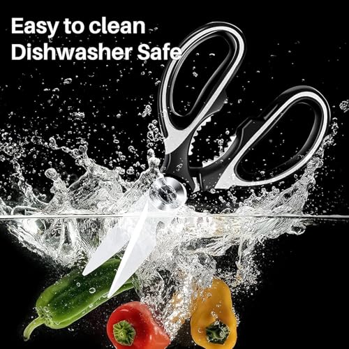 Image of MIXOSAMulti Purpose Made In Japan Kitchen Scissors, food scissors,Premium Stainless Steel Solid Kitchen Shears for Meat, Seafood, Chicken, Vegetables, Herbs, BBQ, Bottle Opener (Black)