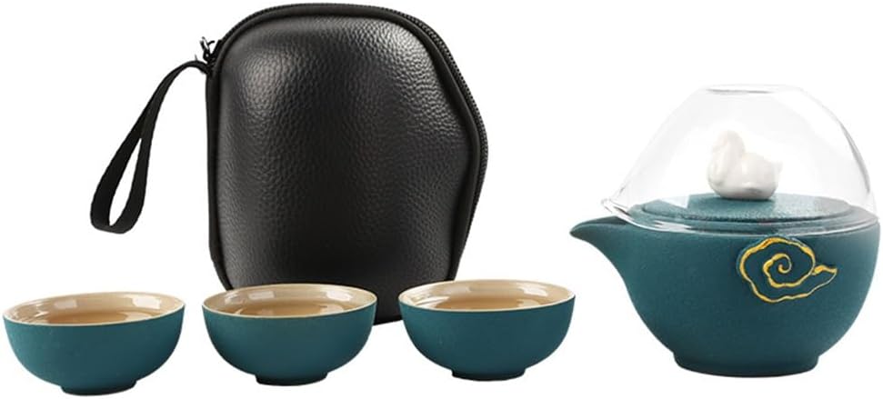 Travel Tea Set Portable Car Ceramic Tea Set Outdoor Portable Tea Pot(D)