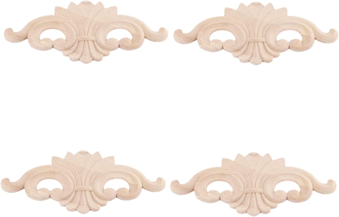 Generic Set van 4 Hout Gesneden Lange Onlay Applique Ongeverfd Frame