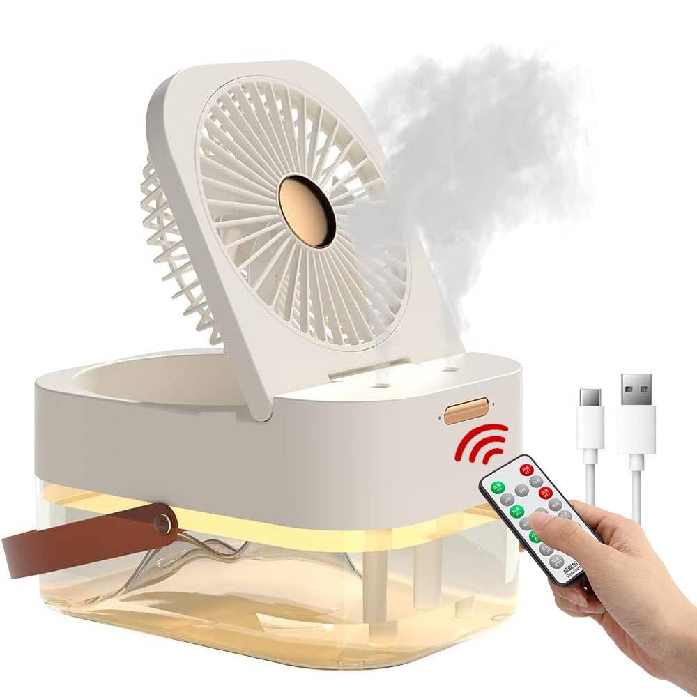 Photo 1 of ADPTOYU 3-in-1 Small Cute Air Humidifier with Night light and fan,Remote Control and Timing Setting Desk Humidifier for Bedroom/Baby/Plant,2.5L,White