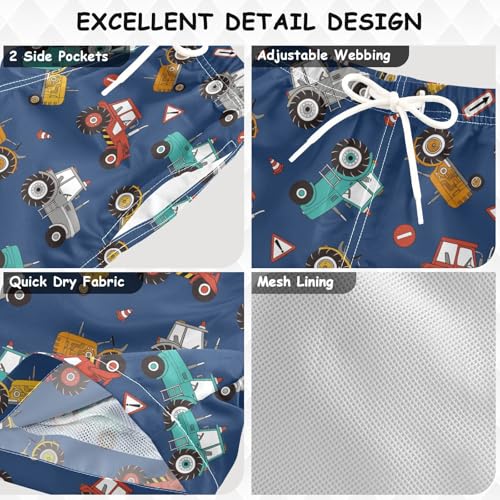 susiyo Boys Swim Trunks Tractors Toddler Swim Shorts Quick Dry Beach Board Shorts Little Boy Bathing Suits Swimwear3