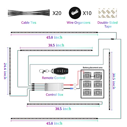 10L0L 6Pcs Golf Cart Underbody Light Kit With Canopy Lights, Underglow Led Strip For Ezgo Club Car Yamaha, 24 Modes Multicolor Rgb Music Sync Ip67 Waterproof #TOP5