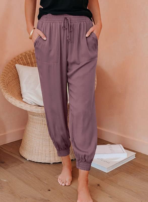 Image of Dokotoo Womens 2026 Soft Casual Drawstring Tie Elastic Waist Loose Jogger Pants with Pockets