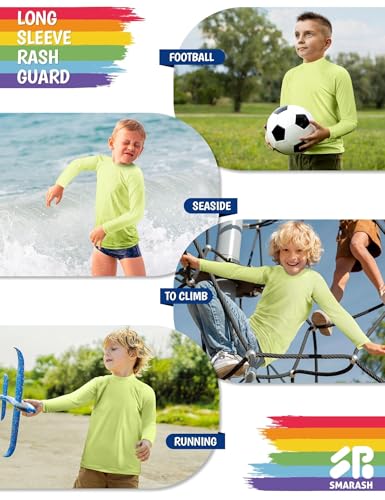 Boys Swim Shirt Long Sleeve Rash Guard Kids UPF 50+ Sun Beach Water Shirts Swimwear Rashguard for YouthSun Water Fishing Swimming Swim Top Milk Green Size 10-12 - Thumbnail 5