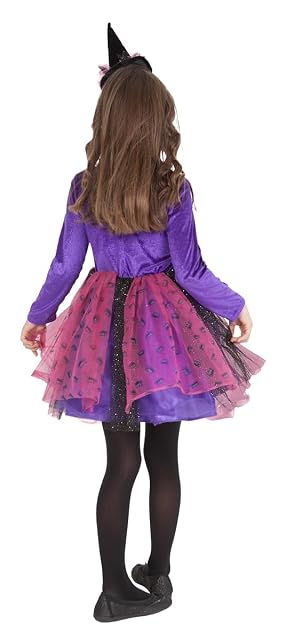 Foto 2 de 2 de Rubies Bruja Miss Brujita Arañas para niñas Vestido con tul y diadema con sombrero, Licencia Oficial