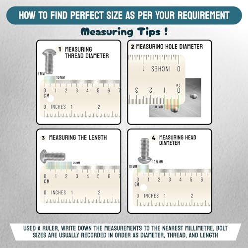 Image of Rely⇒VP INDUSTRIES (Pcs-15) M8X16 mm Button Head Cap Screw Stainless Steel Grade 304 | Allen Round Mushroom Head Screw with Allen Key 1 Pc