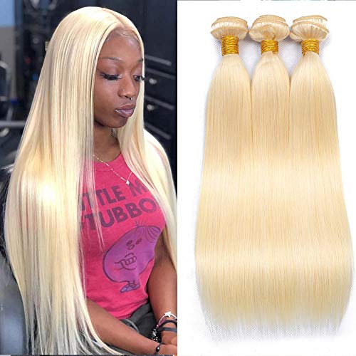 Mariska 613 Blonde Straight Hair Bundles 10A Brazilian Human Straight Hair 3 Bundles Human Hair Bundles Virgin Virgin Remy Hair Wave for Black Women (20 22 24, 613 ST)