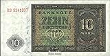  DDR Rosenbg: 343d, KN 7stellig, davor zwei Buchstaben, mit Plattennummer 1948 10 Deutsche Mark (Banknoten für Sammler)