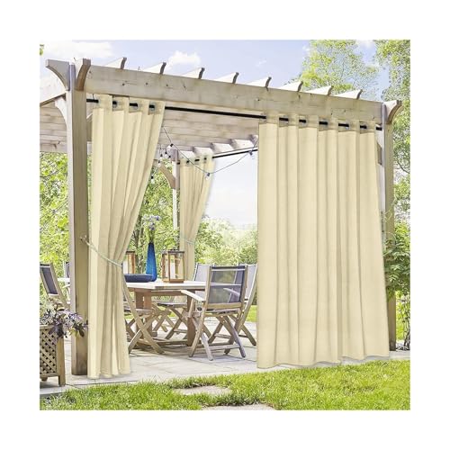 LIZHAYG Gazebo Curtains 2/4PCS Outdoor Sheer Curtains, Waterproof, Light, Semi-Sheer, Grommet Top For Courtyards, Terraces, Swimming Pools, Balconies(Taupe,W54xH108(inch)-4PCS)