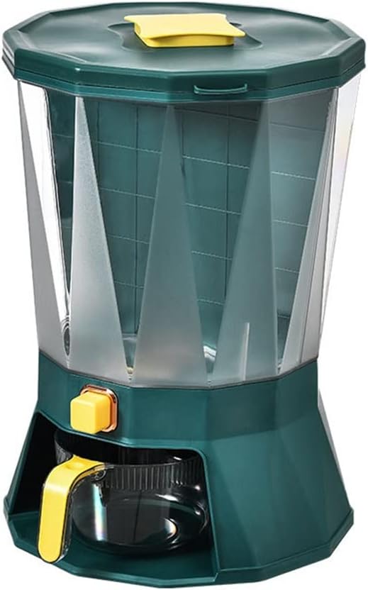 Rotating Cereal Containers Automatic Grain Storage Bin Food Storage Container Grains Rice Box Kitchen Storage (Grey 28.5 * 39.8cm) (Green 28.5 * 39.8cm)