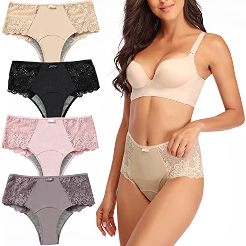 Intiflower Period Underwear for Women, Leakproof Period Panties, Lace Menstrual Underwear Breathable & Soft