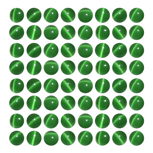 MJDCB 45 pièces Petites Perles Oeil de Chat Vert Fonce 8mm Perles de Cristal Ronde Vrac pour La Fabrication de Bijoux Bracelets Boucles D'oreilles Colliers Accessoires
