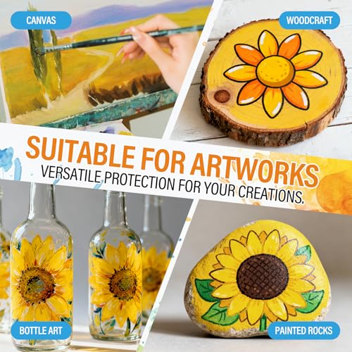PRAZISCHUTZ Acrylic Varnish for Acrylic Painting - Glossy, Water-Based Protective Finish for Art, Wood, and Crafts - Fast-Drying, UV-Resistant Clear Varnish (150ml/5oz)