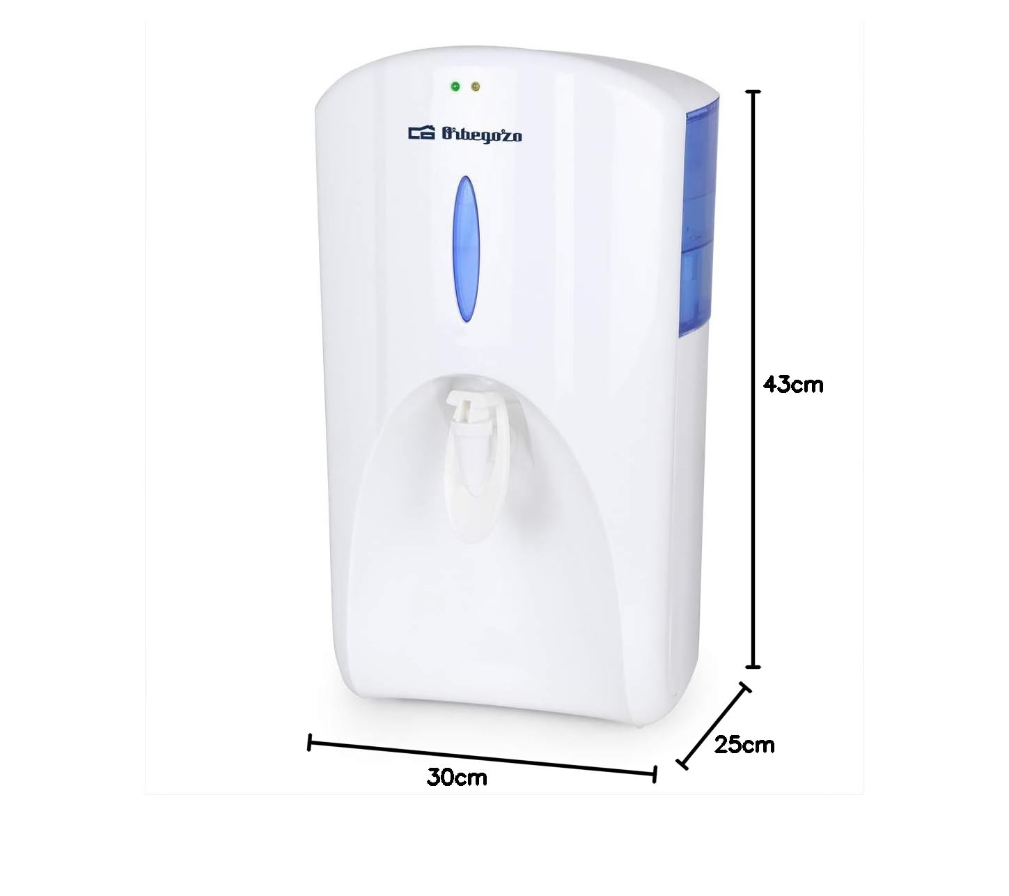 Orbegozo DA 5650 - Dispensador de agua, filtro de carbón para purificar el agua, depósito total de 8 litros y refrigerada de 0.8 litros, 65 W de potencia