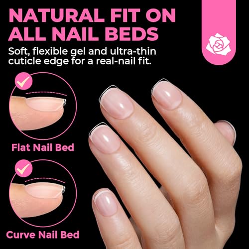 Image of UNA GELLA Short Square Nail Tips 504PCS Pre Etched Extra Short Soft Gel Fake Nails Tips for Women DIY Squoval Press On Nails Extension French Style Salon Full Cover Acrylic Tips 12 Sizes