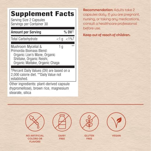 Nature’s Way 5-Mushroom Blend, 1,000 mg Mushroom Blend per Serving, 60 ct - image 6