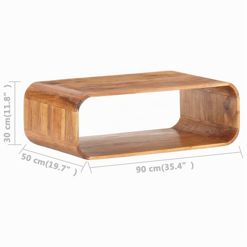vidaXL Akazienholz Massiv Couchtisch mit 1 Ablagefach Vintage-Look Beistelltisch Kaffeetisch Wohnzimmertisch Teetisch Sofatisch 90x50x30cm