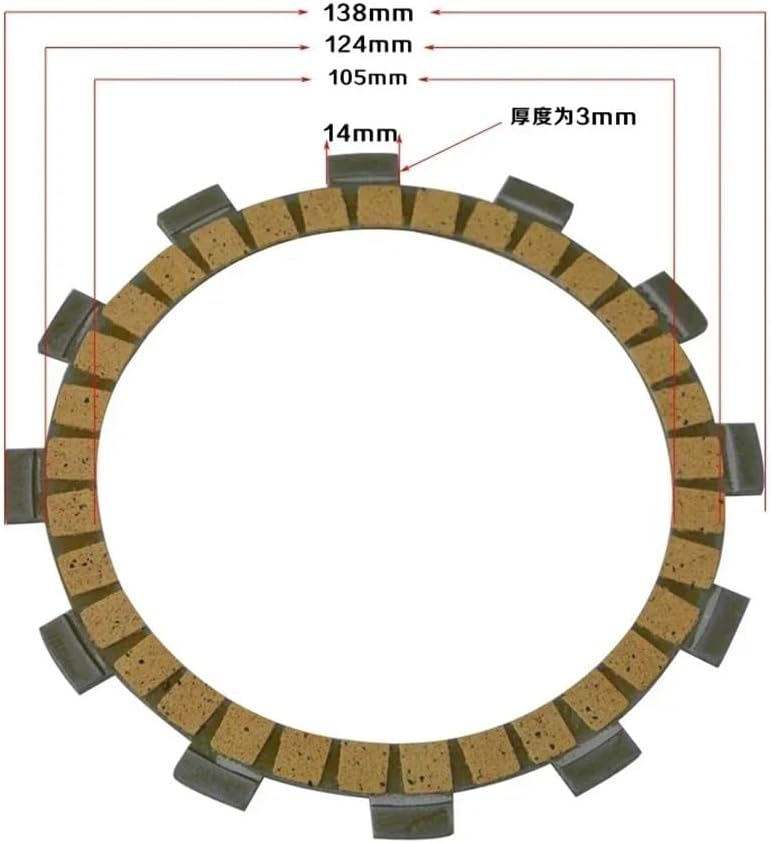 7Pc Motorcycle Friction Clutch Disc Plates Compatible YZ125 1991-1992 TT-R250 TTR250 1999-2006 WR250 R X WR250R WR250X 2011-2016 Repair parts