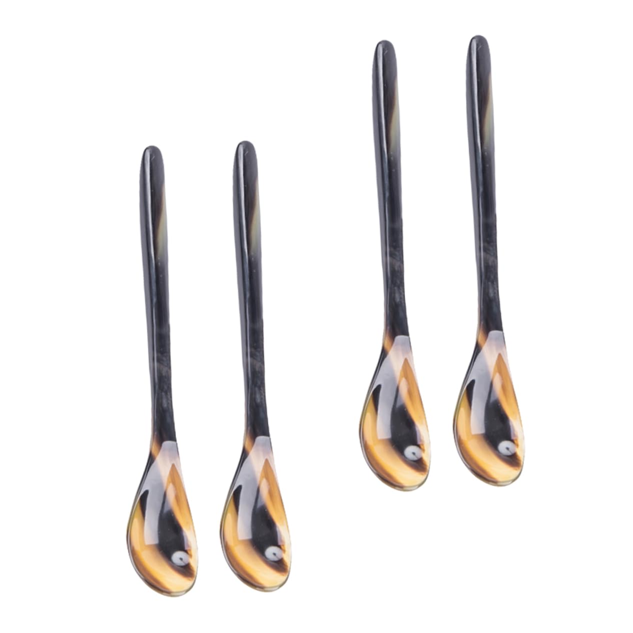 Cabilock 12piezas Cucharas De Café De Cuerno De Buey Natural Para Postres Sopa y Bebidas Utensilios Ecológicos y Duraderos