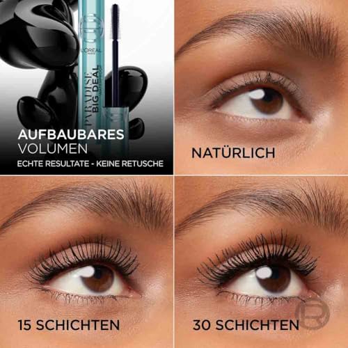 L’Oréal Paris Paradise Big Deal Waterproof Mascara Schwarz für endlos lange Wimpern und Volumen, 9.9 ml