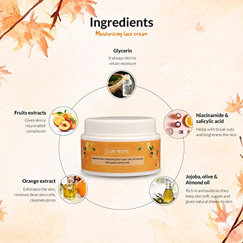 Image of Orange Blend Face Moisturizing Cream, for ages 10-18, With Rejuvenating Properties, Organic, Vegan, With Orange Extract, Vitamin C, Coconut Oil & Almond Oil - 50 GMs