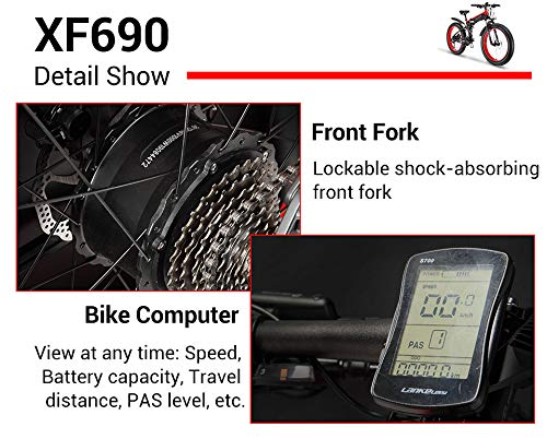 Extrbici Folding Electric Bike Hidden Battery 48V 12.8AH Mountain Beach Snow Ebike Full Suspension Double Shock System… - Image 4