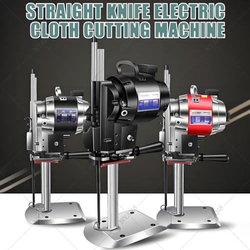 Electric Fabric Cutting Machine with LED Light, 12" Vertical Straight Knife Cutter & Auto Knife Sharpener, Industrial Heavy-Duty Fabric Tool for Seamstress & Tailoring