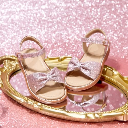 Image of Kolan Toddler Girl Sandals Open Toe Flat Princess Dress Shoes Little Kids
