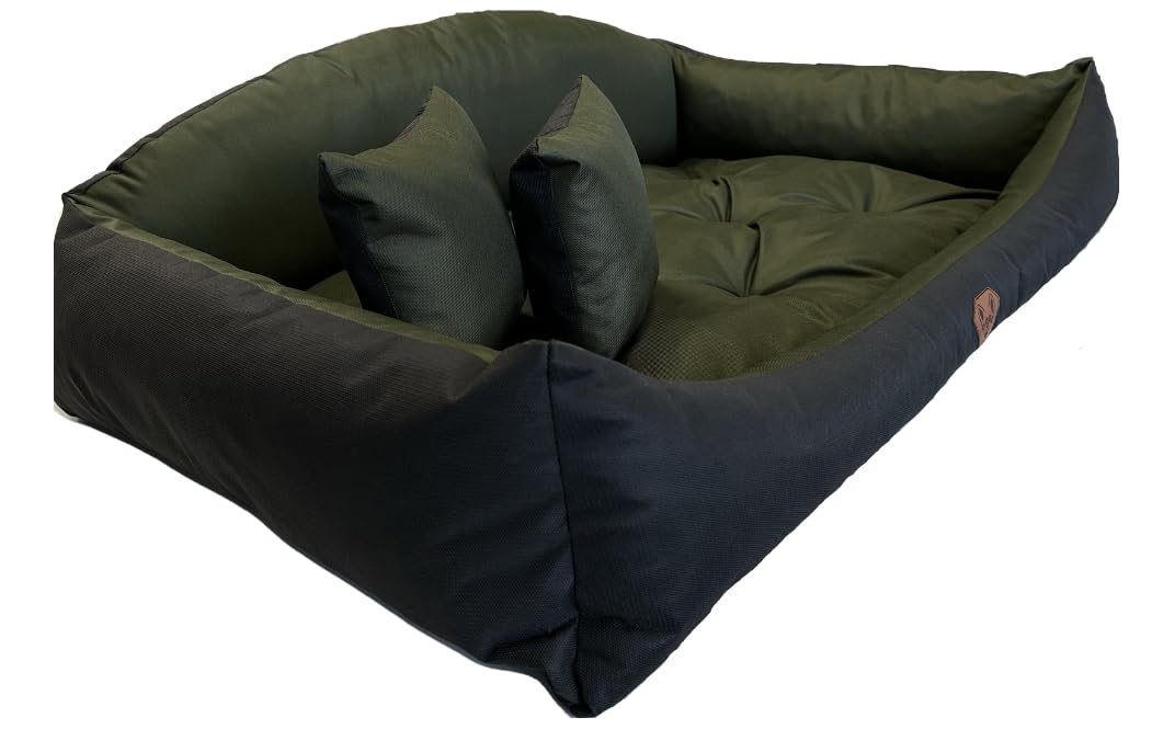 Dogs4Life Waschbar Orthopädisches Hundebett Hundekissen Hundesofa Hundekorb für Kleine Mittelgroße Grosse Hunde S - XXL Personalisiert mit Namen (XL, Khaki)