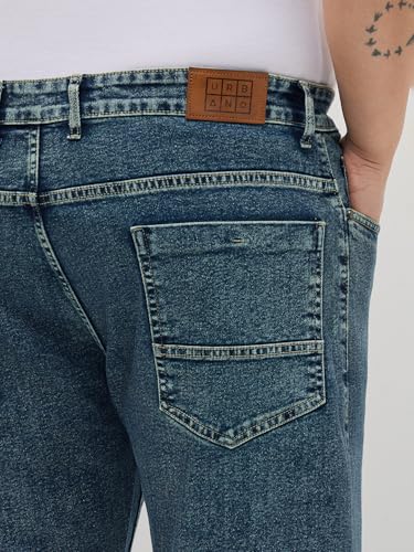 Image of Urbano Plus Men's Regular Fit Heavy Washed Denim Jeans Stretchable