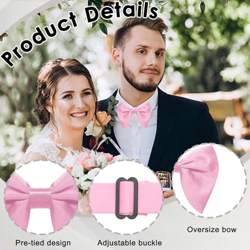 Image of Luckyvestir Oversized Bow Ties for Men, Black /Red Big Bow Tie, Solid Color Pretie Bowtie Men for Tuxedo Wedding