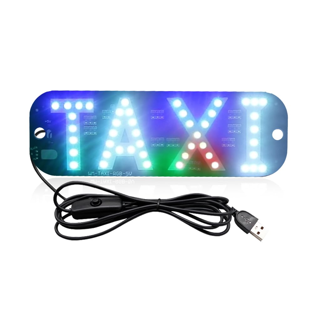NSKANQI Taxi Sign Light USB On/Off Button, Bright Taxi LED Sign, Suction Cup Window Placement for Taxi Car (RGB)