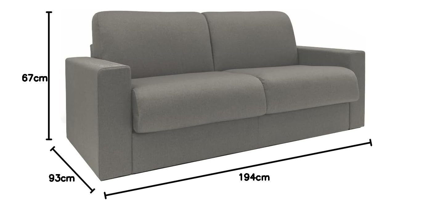 Totò Piccinni Divano Letto Ribaltone Matrimoniale Imbottito con Braccioli, Materasso 14cm, L194cm x P93cm x H87cm (Tessuto Elephant)