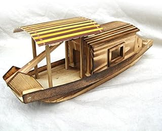 Wooden Boat Model, Chinese Style Home Decor Handmade Fishing Ship Fully Assembled Pre-Built Model Ship Wooden Gift (Not a Kit) (Type 1)